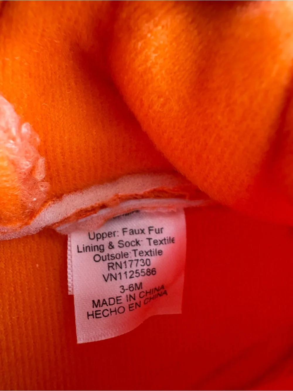 Bright Orange Faux-Fur Baby Booties